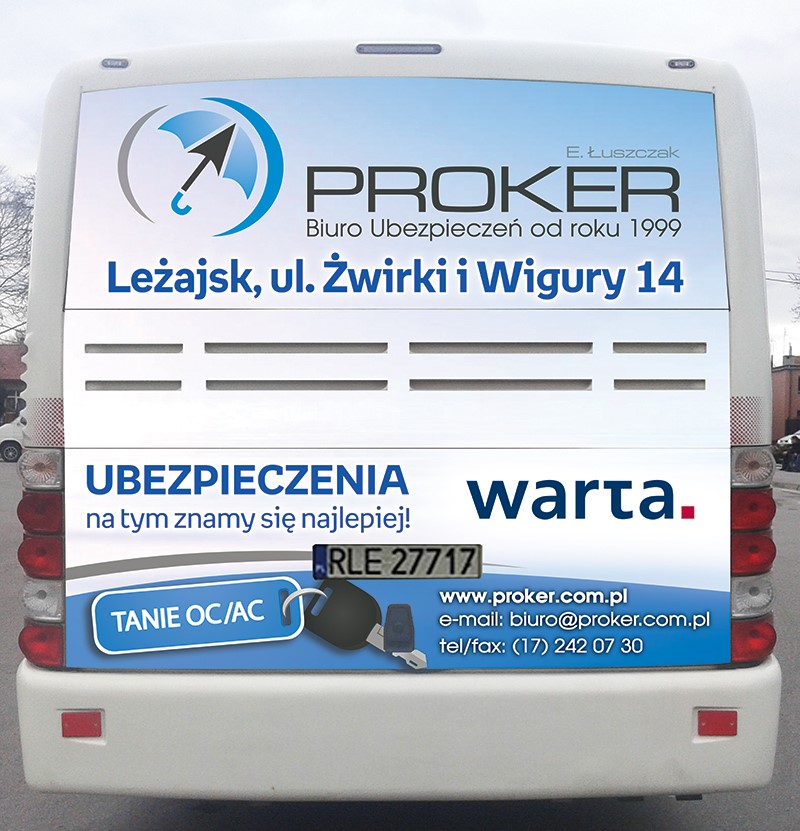 Reklama na tył autokaru - PKS Leżajsk